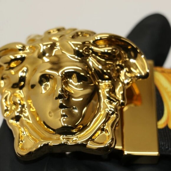 Versace Barocco Reversible Leather Belt Print size 100 - Black/Gold - Picture 6 of 10